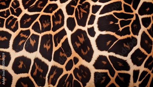 A close-up image of a zebra or giraffe print pattern , showing the distinctive spotted and mottled fur texture
