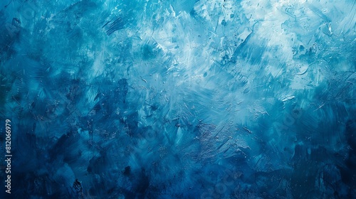 Abstract blue painted wall. The rough texture of the brush strokes is clearly visible.