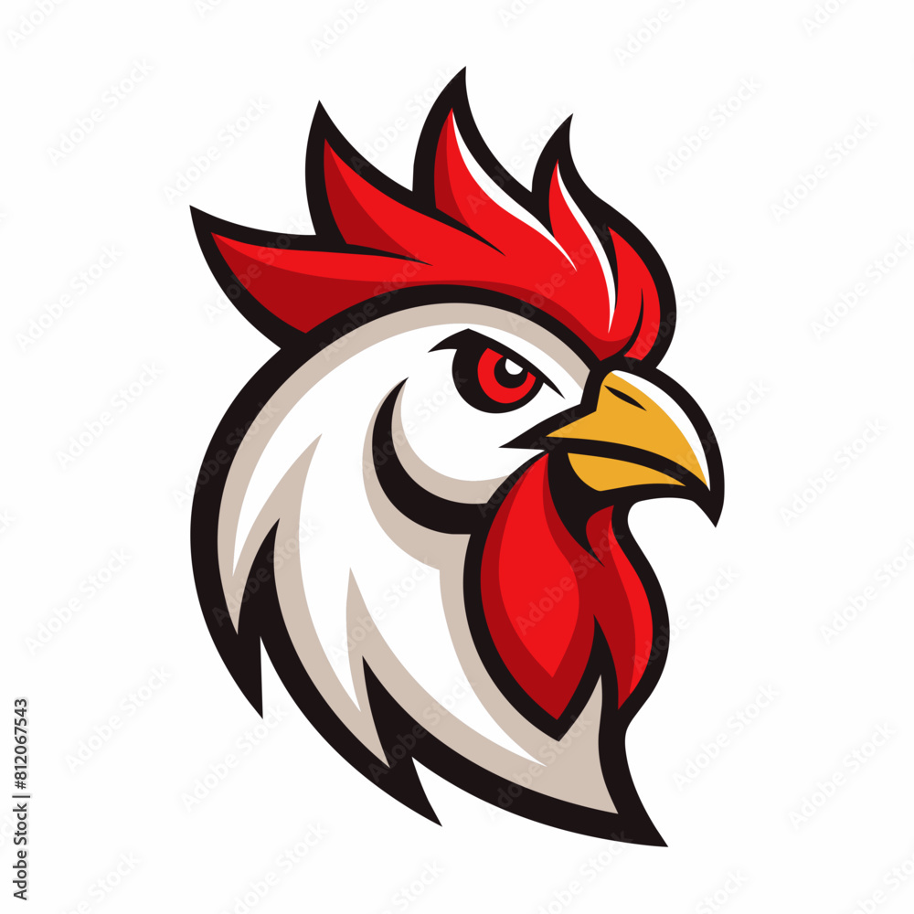Fototapeta premium Rooster head logo vector illustration 