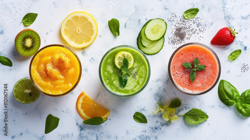 Homemade juices in the glass for body detox