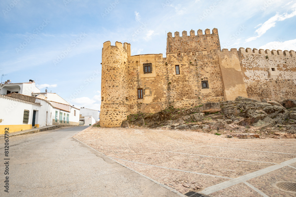 the medieval castle of Valencia del Ventoso, comarca of Zafra - Rio Bodion, province of Badajoz, Extremadura, Spain the medieval castle of Valencia del Ventoso, comarca of Zafra - Rio Bodion, province of Badajoz, Extremadura, Spain