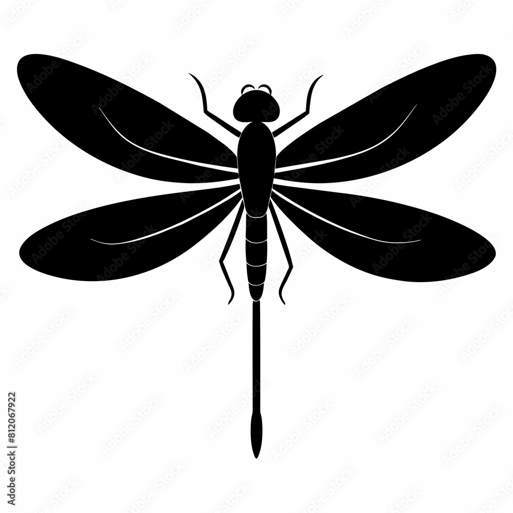 Guinea dragonfly vector silhouette 