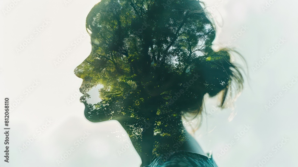 Introspective Double Exposure: Human and Natural Blend