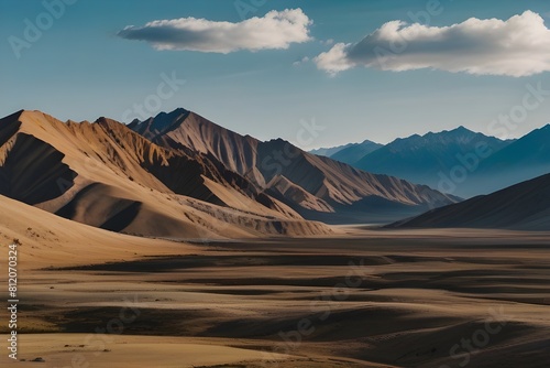 Beautiful landscape of Ladakh covering mountain range and sky  highest plateau in India. Generative AI 