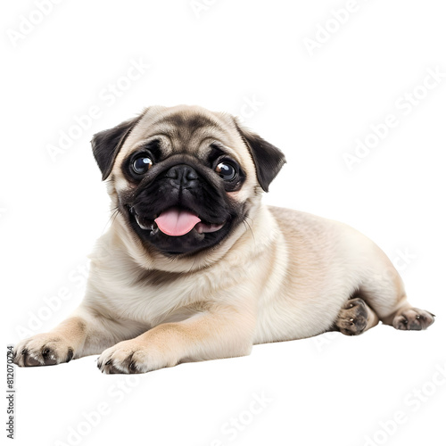 Pug dog , Funny, cute and playful , isolated on transparent background © Namphon
