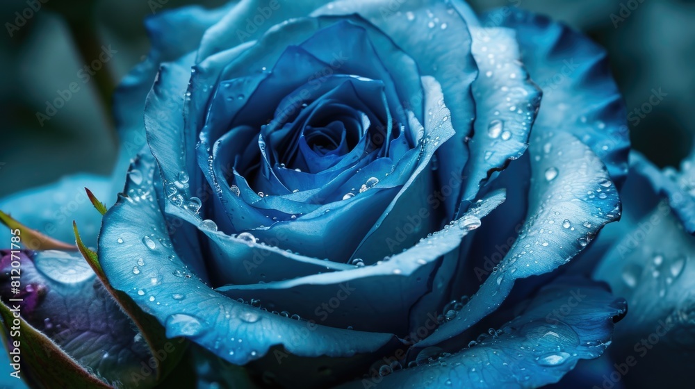 Blue rose close-up. AI generative. Blue rose close-up. AI generative.