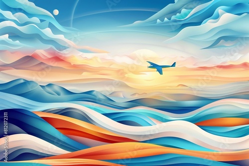 Tourism  Surreal landscapes transformed beyond recognition  adorned with abstract elements that evoke wanderlust and ignite the imagination. Captivating abstract backgrounds beckoning travelers 