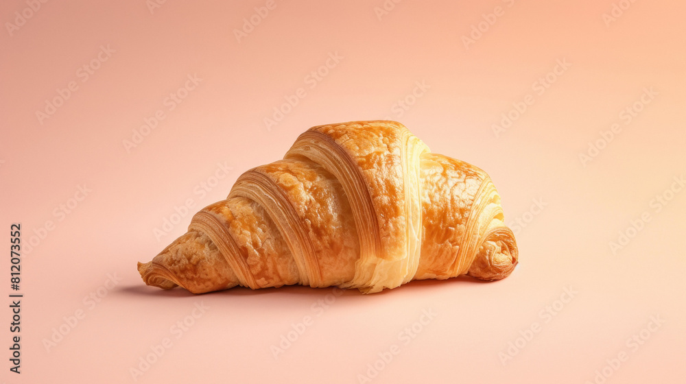 croissant pastry on pink background