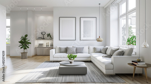 Modern living room with furniture in Scandinavian style © Victoria Andrievska