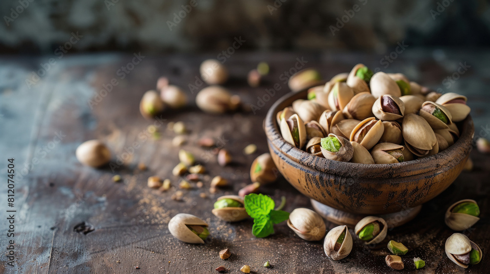 Fresh pistachios in bowl