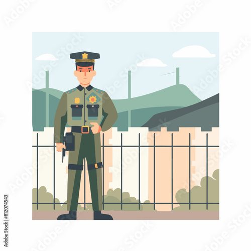 vector border and border guards flat style minimalism on a white background. Generative AI