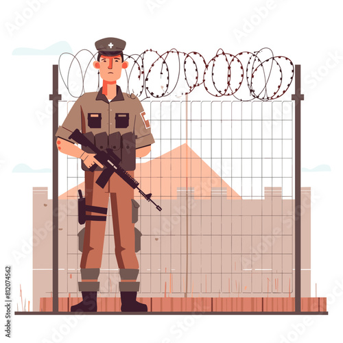 vector border and border guards flat style minimalism on a white background. Generative AI