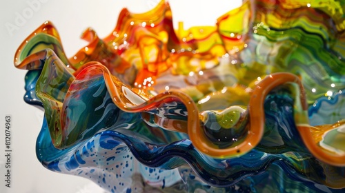 Amazing colors and shapes of blown glass bowl handmade by skilled craftsman.