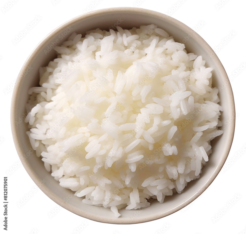 top view of steamed rice in a cup, PNG file, isolated background. top view of steamed rice in a cup, PNG file, isolated background.