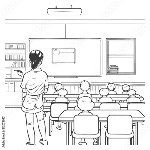 outline illustration for positive classroom for teach black color only