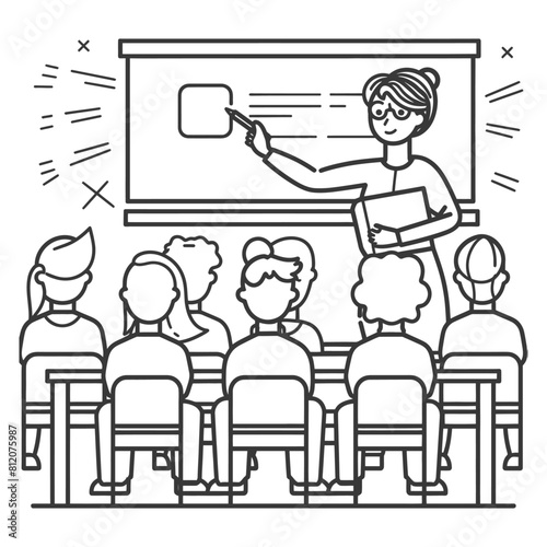 outline illustration for positive classroom for teach black color only