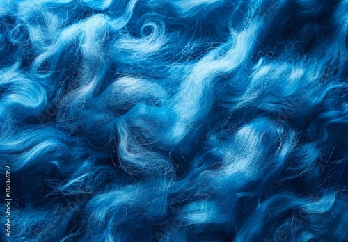 Close-up view of blue felting wool background