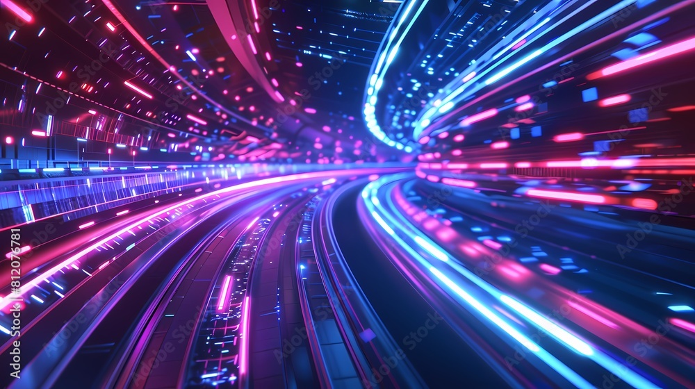 A neon lit data stream racing through the cybernetic veins of a digital world A neon lit data stream racing through the cybernetic veins of a digital world