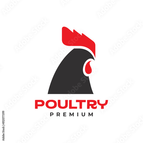 head rooster modern colored logo design vector