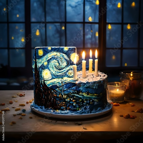 Inspired birthday cake and candles