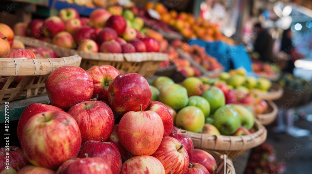 Bustling Farmers Market with Fresh Fruits, Cheeses, and More in Vibrant Bazaar Setting