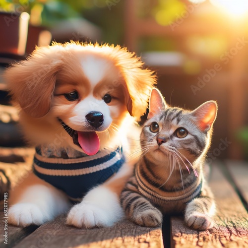 Friendship between dog and cat, amazing friendliness of the pets