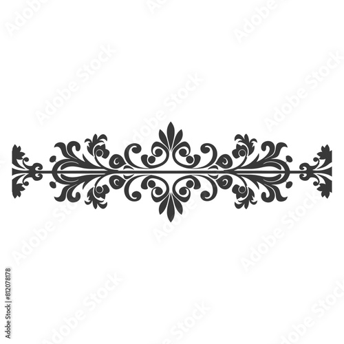 Silhouette horizontal line divider with Hearth shape ornament black color only