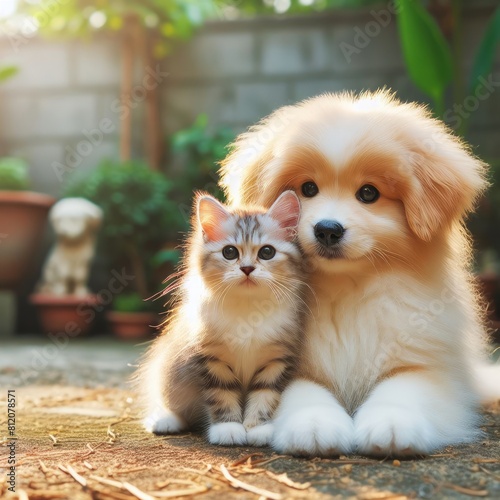 Friendship between dog and cat, amazing friendliness of the pets