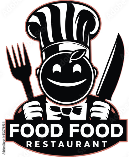 chef hat and knife food logo design