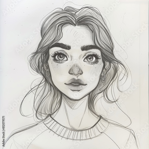 Whimsical Girl Character Design on White Background Generative AI