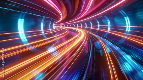 Blazing through a neon tunnel at warp speed