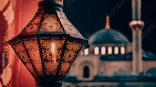 Eid al-Adha Wallpaper Featuring Mosque and Lantern