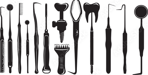 A Lot of Graphic Recourse of Dental Treatment Silhouette tools vector design 
