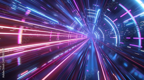 Blazing through a neon lit data tunnel at hyper speed