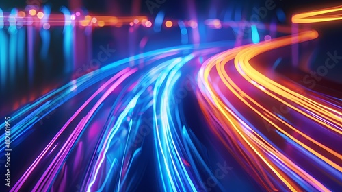 Colorful light trails in a high speed blur