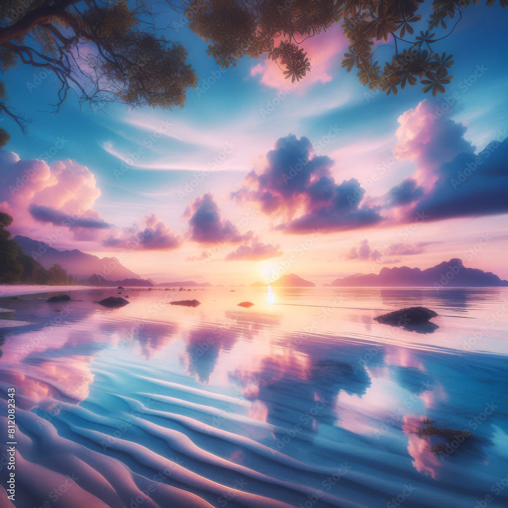 Pastel Serenity: Tranquil Sea Reflects Dreamy Twilight Colors. Soft Pastel Hues Paint a Peaceful Seascape. Serene Beauty. generative AI Pastel Serenity: Tranquil Sea Reflects Dreamy Twilight Colors. Soft Pastel Hues Paint a Peaceful Seascape. Serene Beauty. generative AI