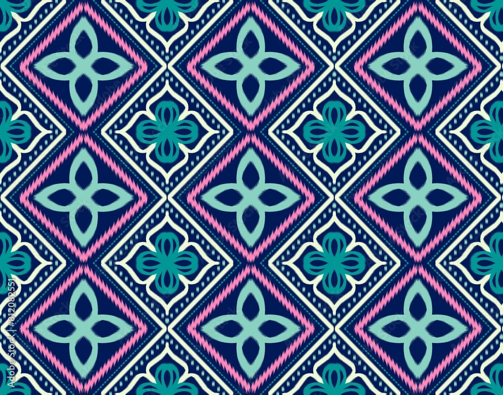 Seamless Ikat ethnic traditional pattern geometric abstract folklore ornament Tribal ethnic illustration background Seamless Ikat ethnic traditional pattern geometric abstract folklore ornament Tribal ethnic illustration background