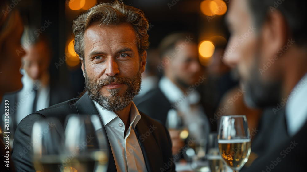 businessman in classic suit with a beard in a restaurant businessman in classic suit with a beard in a restaurant