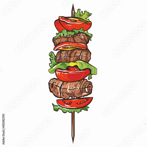 vector kebab flat style minimalism on a white background. Generative AI