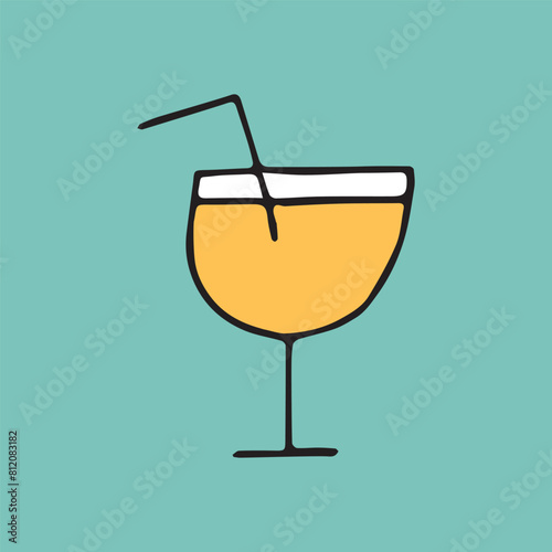 cocktail. drink. drink. alcohol bar. beach bar. color doodle drawing. Doodle. vector. on a colored background. beautiful colors. sweet. ice. chilled. the fever is quenching.