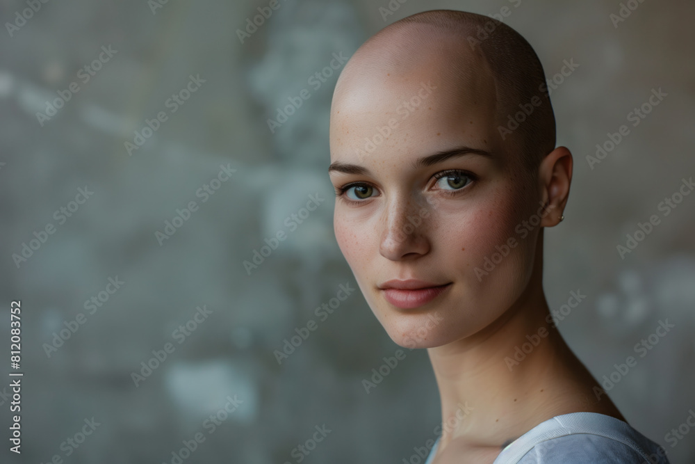 Portrait Photo Beautiful Bald Woman, Generative AI Portrait Photo Beautiful Bald Woman, Generative AI