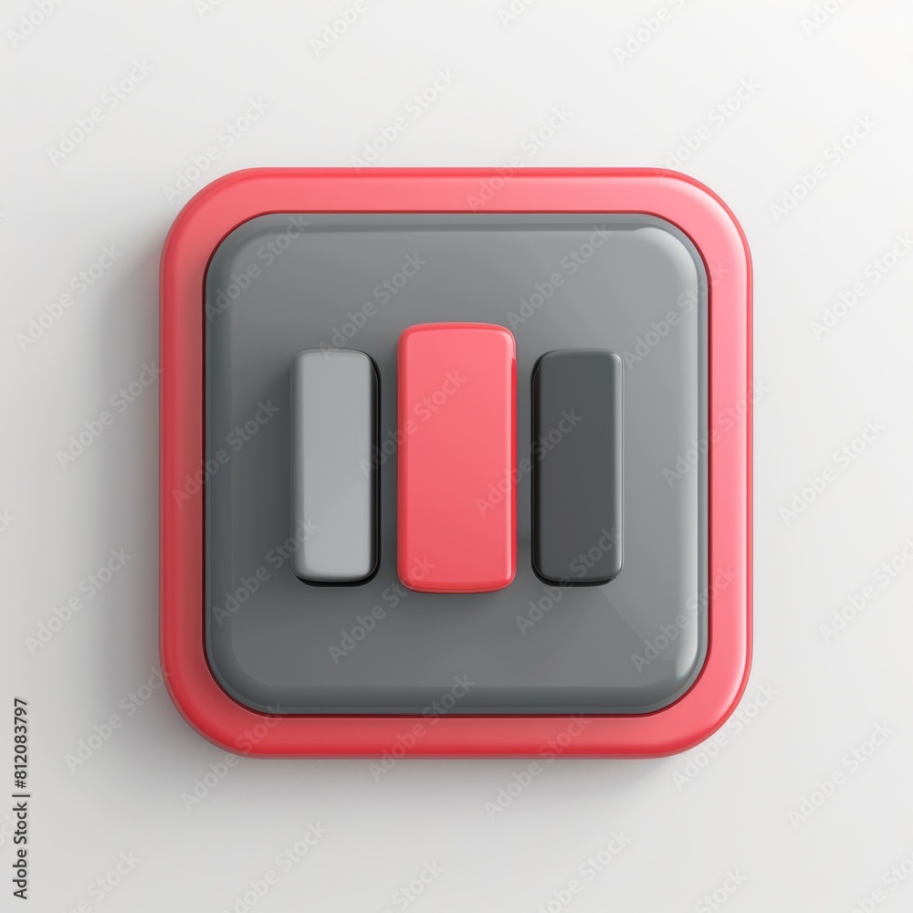 Red and gray toggle switch button in 3D style on a white background. AI generative. Red and gray toggle switch button in 3D style on a white background. AI generative.