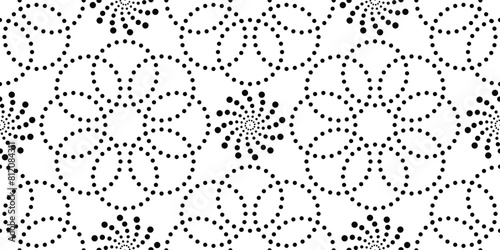 Dot circles, seamless pattern. Vector illustration.