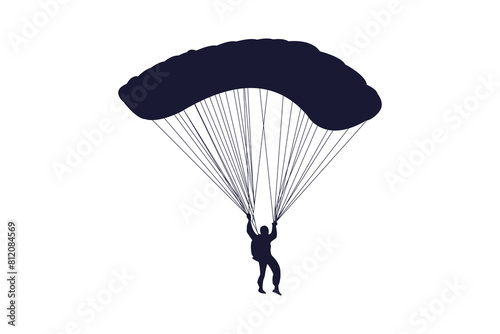 Skydiving or paragliding silhouettes vector