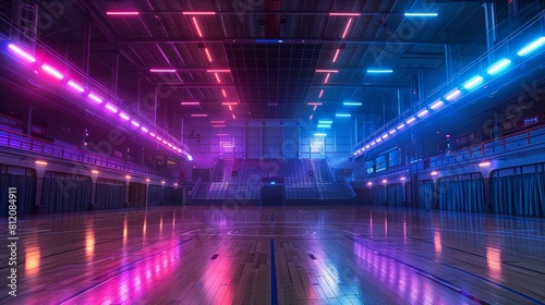 Basketball Arena Spectator Experience  A photo illustrating the spectator experience in an empty basketball arena