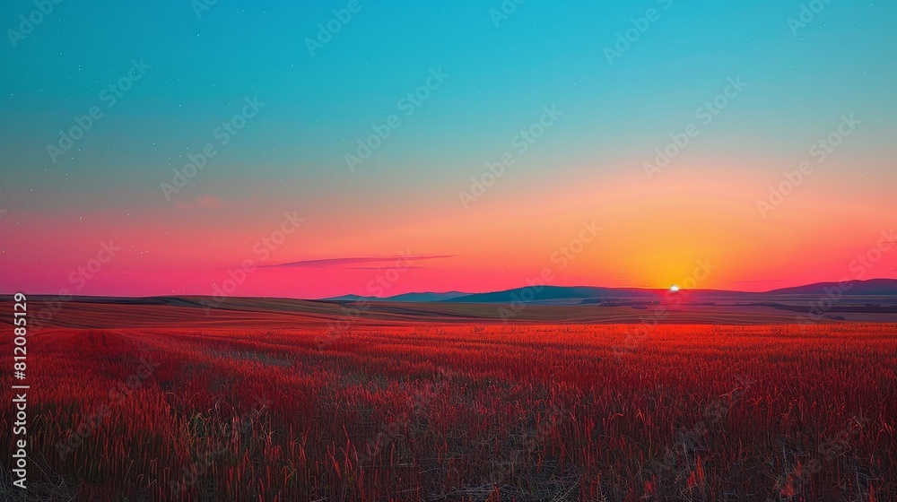 Countryside Scenic Beauty: A neon photo capturing the scenic beauty of the countryside