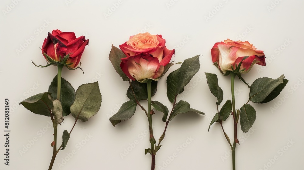 A bunch of roses set against a pristine white backdrop A bunch of roses set against a pristine white backdrop