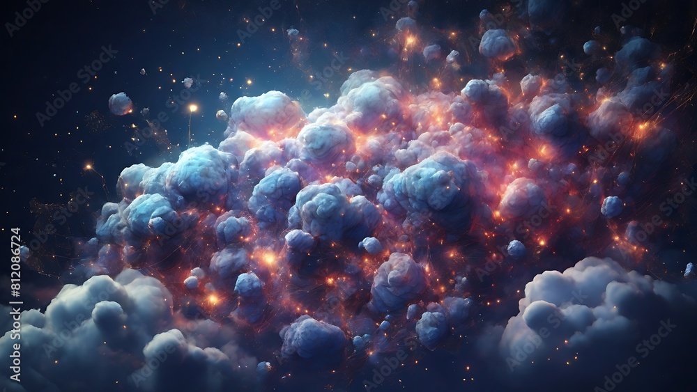 particle nebula technology clouds, network technology background, cloud background particle nebula technology clouds, network technology background, cloud background