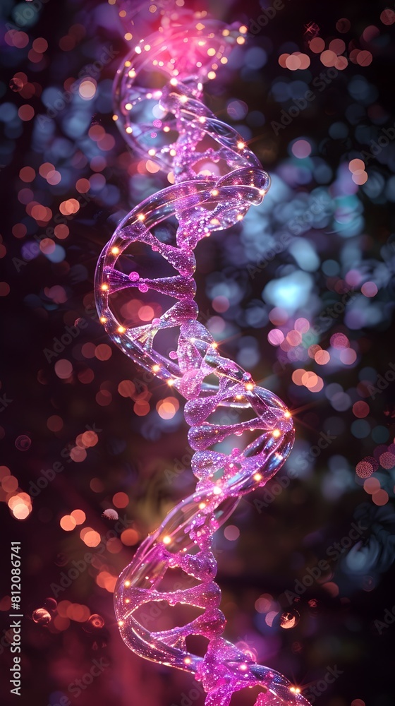 Glowing DNA Molecule Spiral Futuristic Abstract Science Technology Background Glowing DNA Molecule Spiral Futuristic Abstract Science Technology Background