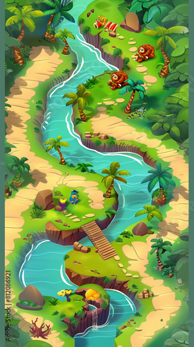 Map level progression mobile game asset